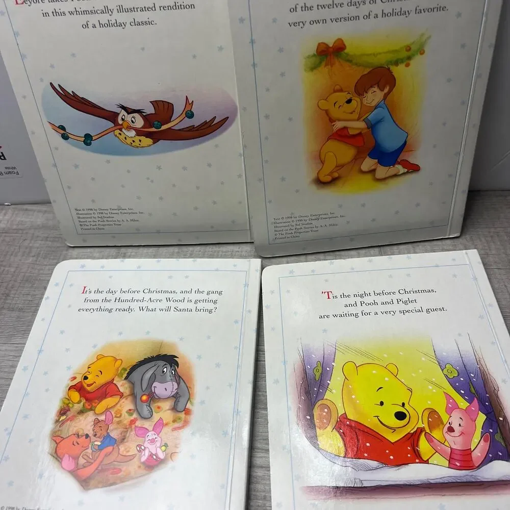 Vintage 1998 Disney's Winnie the Pooh Box of Christmas board Book set